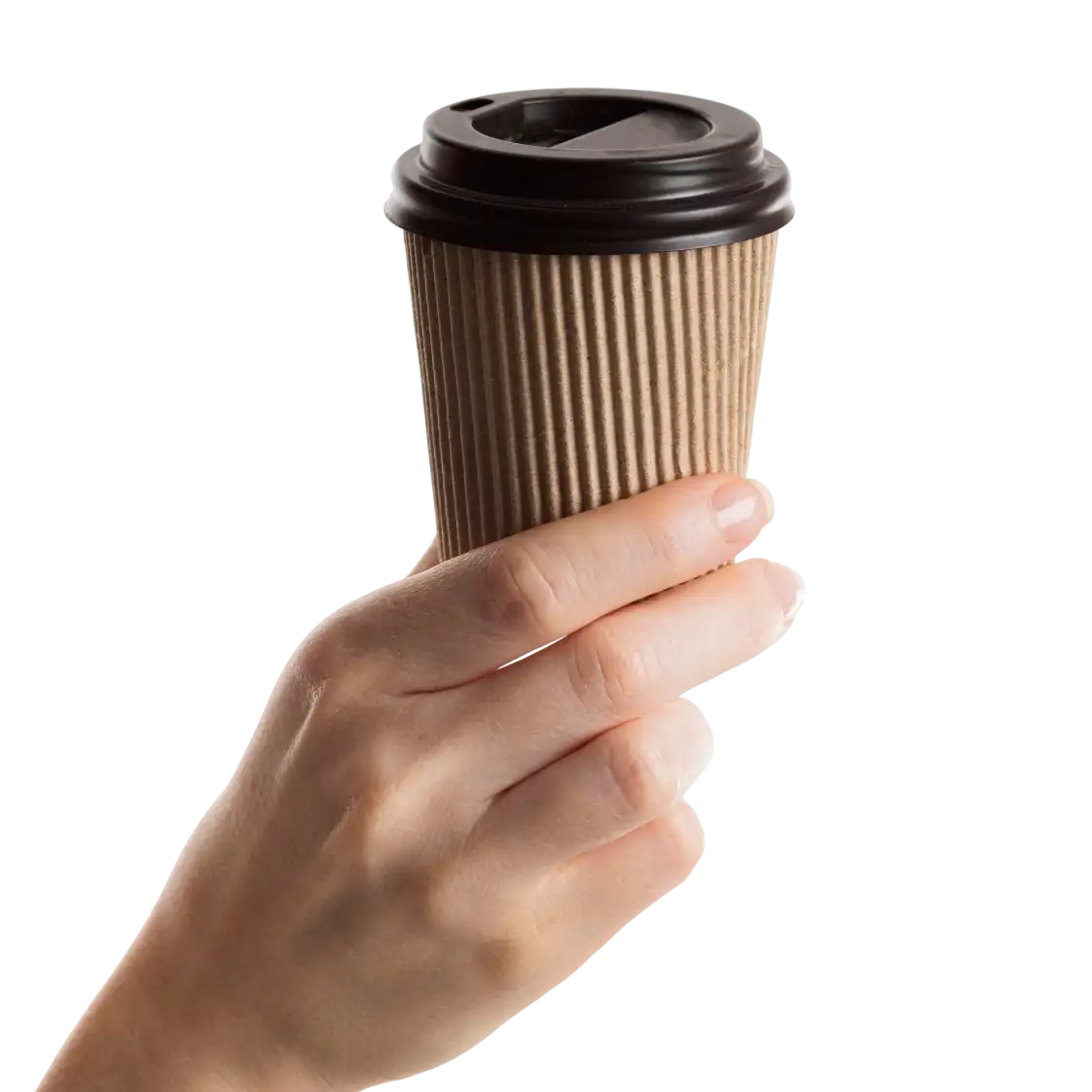 Una mano sosteniendo un vaso de café para llevar